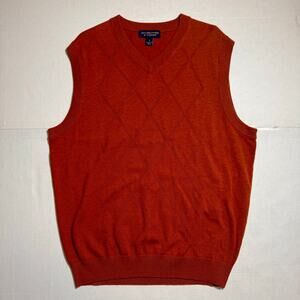 Roundtree & Yorke Rust Orange Diamond Knit V-Neck Size L